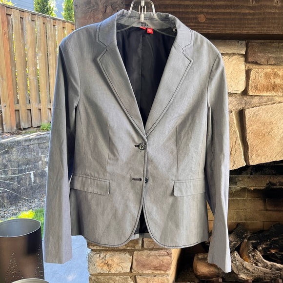 Espirt Seersucker Blue Blazer Jacket Size 8 - Picture 1 of 7